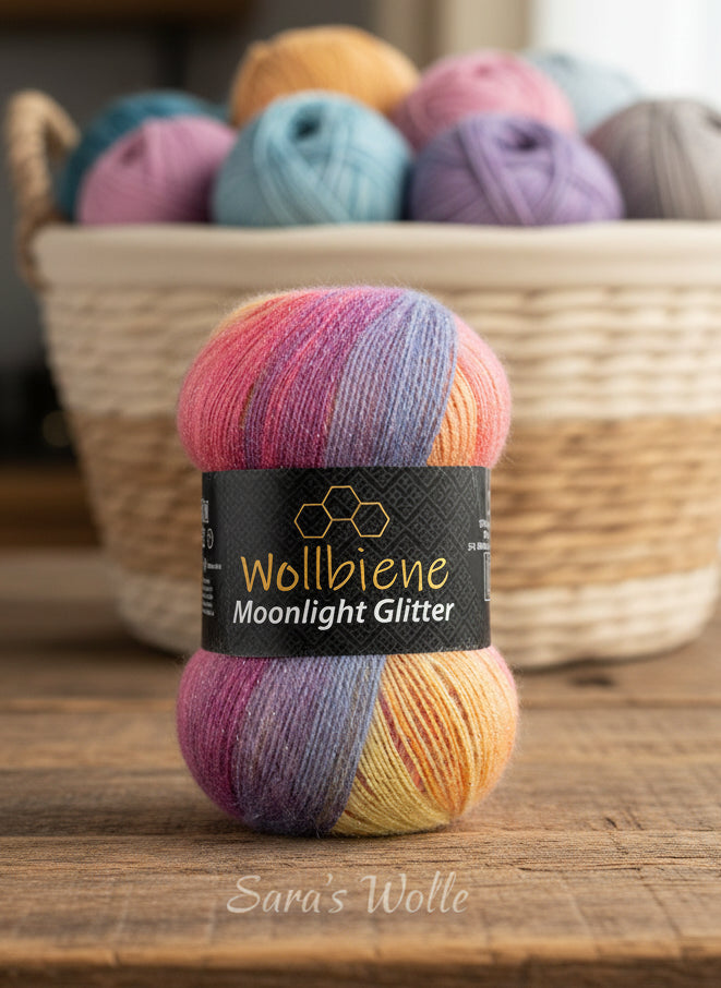 Wollbiene - Moonlight Glitter Batik - glitzerndes Farbverlaufsgarn