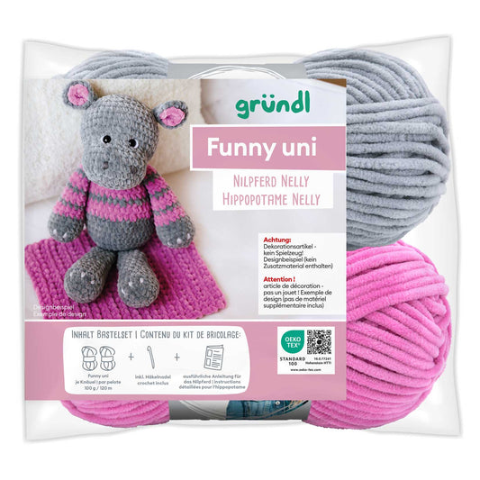 gründl - Funny uni crochet kit --- Hippopotamus Nelly