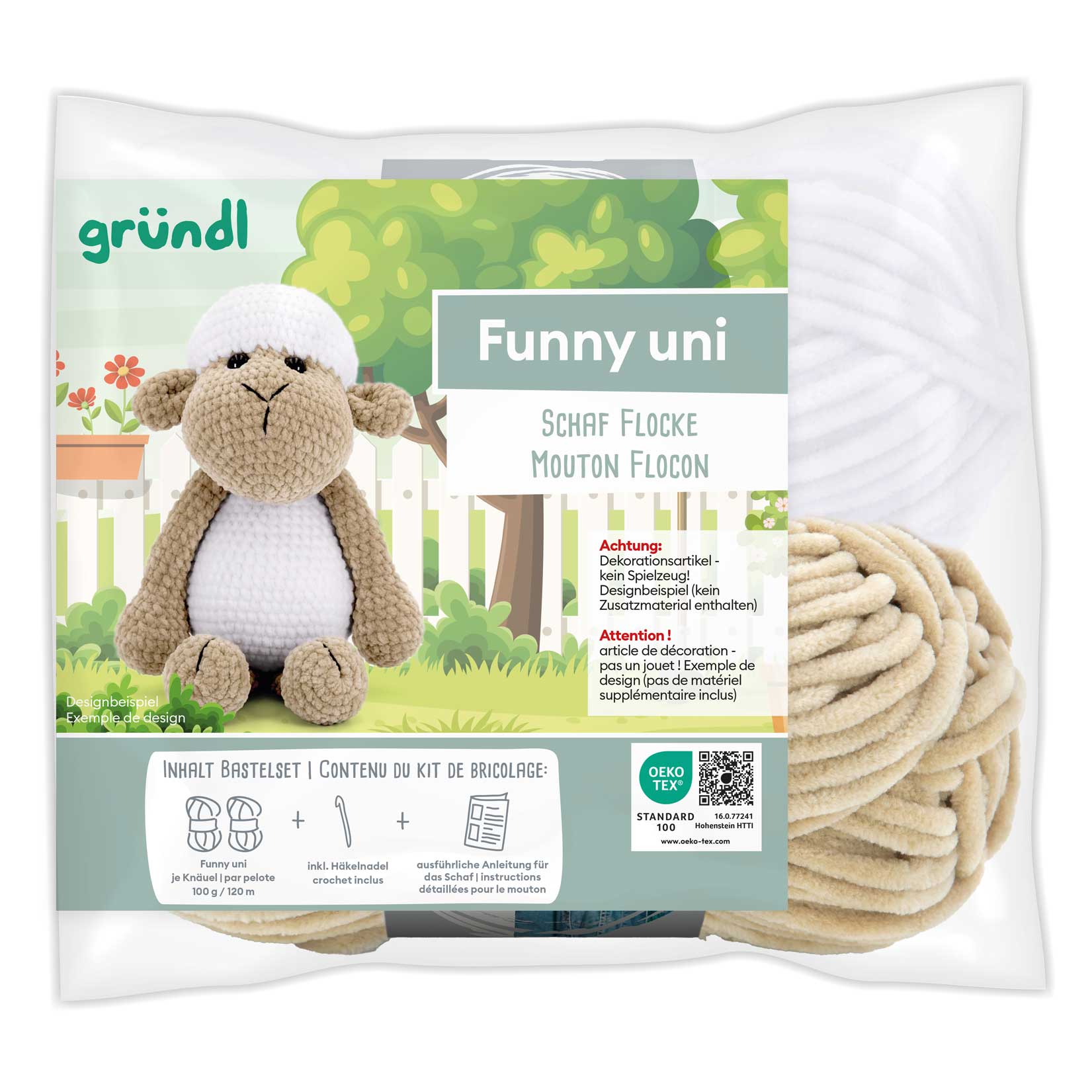 gründl - Funny uni crochet kit --- Sheep Flocke