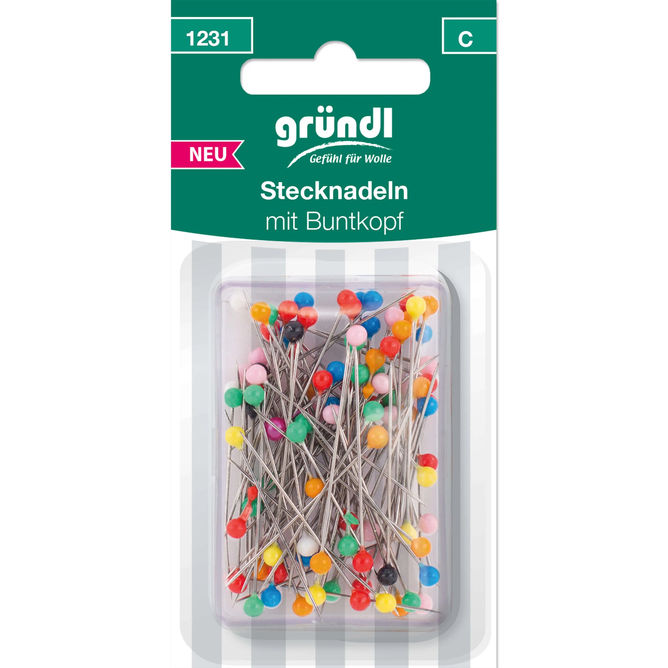 gründl - Stecknadeln mit Buntkopf, 100 Nadeln