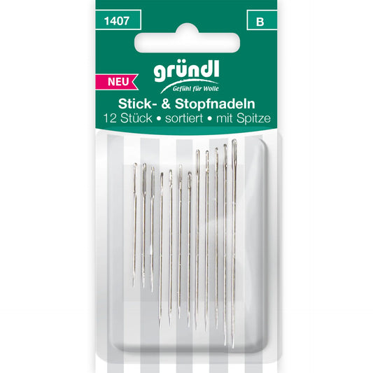 gründl - Stick- & Stopfnadeln mit Spitze, 12 Nadeln