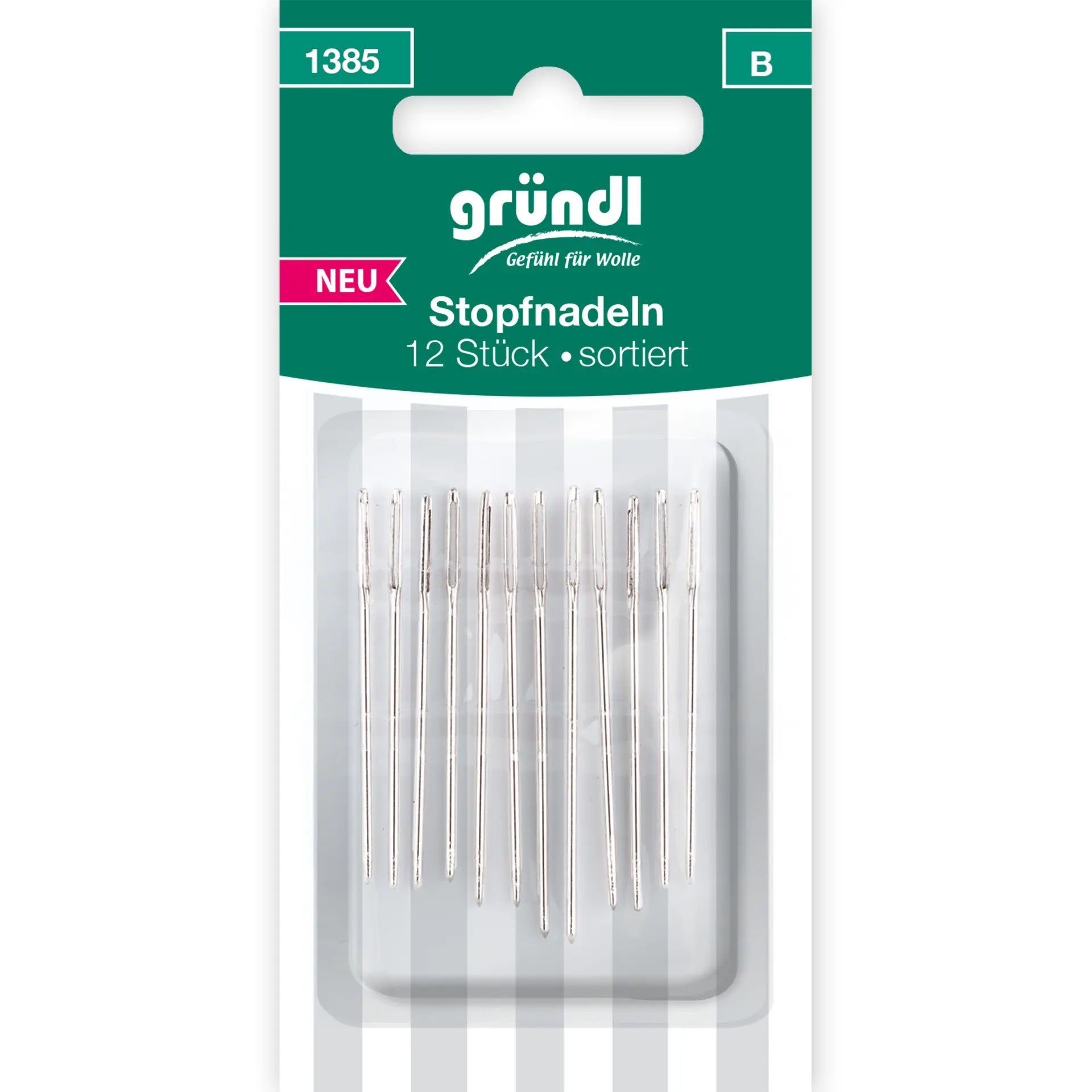 gründl - Stopfnadeln, 12 Nadeln, verschiedene Größen